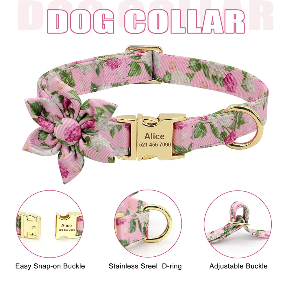 Floral Collection Dog Harness Set