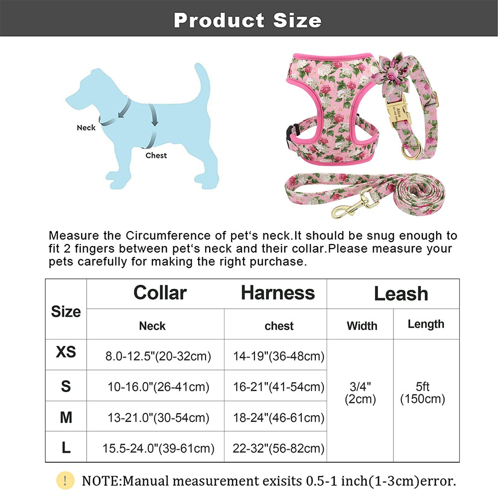 Floral Collection Dog Harness Set