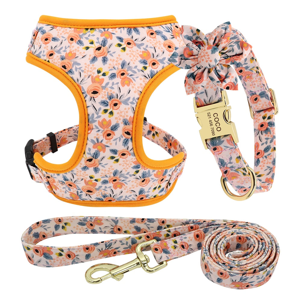 Floral Collection Dog Harness Set